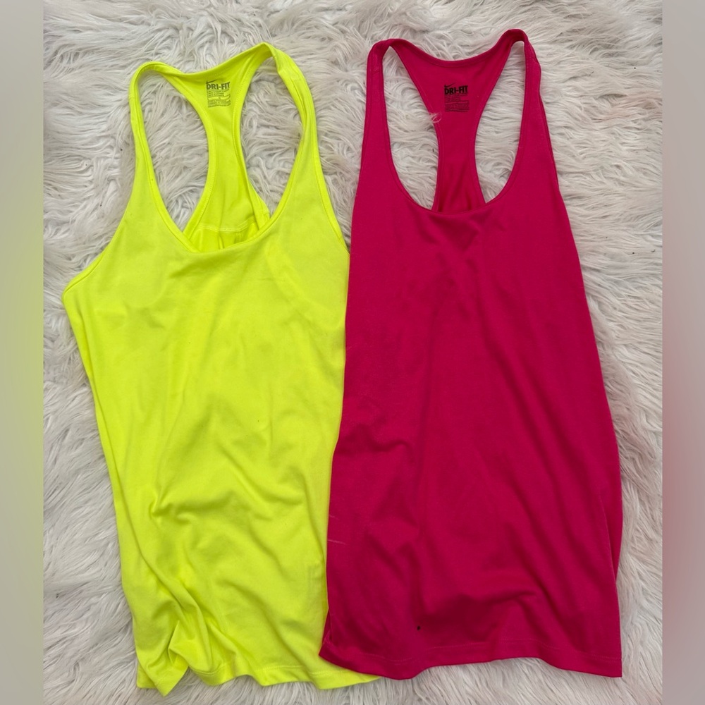 Nike Dri-Fit Neon Yellow and Hot Pink Racerback Tank Tops